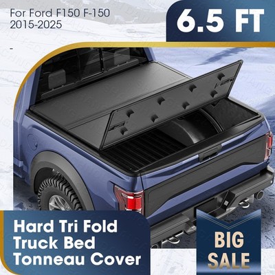 6.5FT FRP Hard Tri-Fold Tonneau Cover Truck Bed for 2015-2025 Ford F150 Pick up