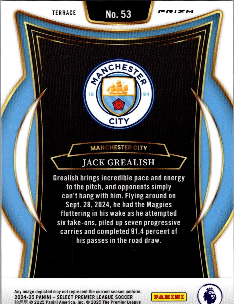 2024-25 JACK GREALISH PANINI SELECT #53 TERRACE PINK MOJO SP CARD