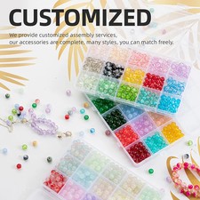 Beads Kit 8mm Multicolor Glass Round Smooth Jewelry Making