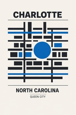 Modern Charlotte North Carolina Poster - 24x36  - 200gsm Paper ️ Hi-Res  Print