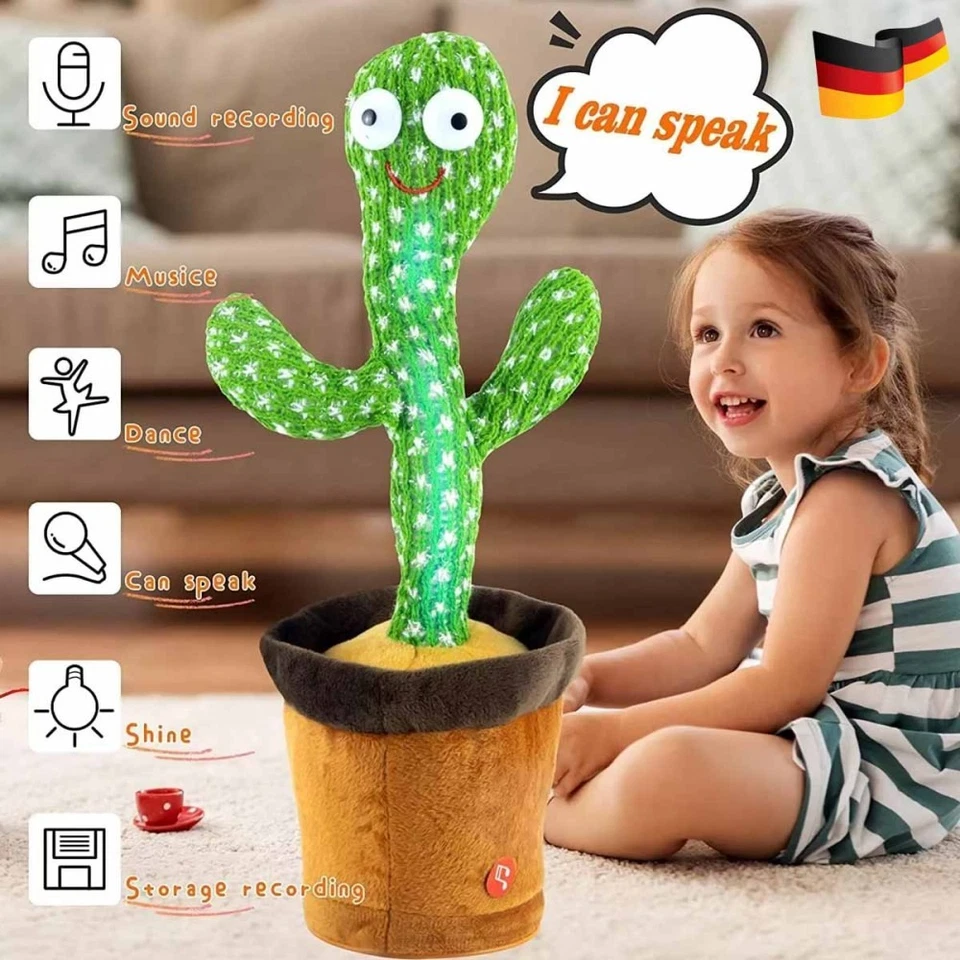 MARKENLOS 2025 Sprechender Kaktus,Kaktus Spielzeug Nachsprechen Singender Tanzender Kaktus