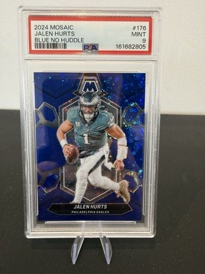 2024 Panini Mosaic Jalen Hurts Blue No Huddle /75 PSA 9 (None Higher) Eagles