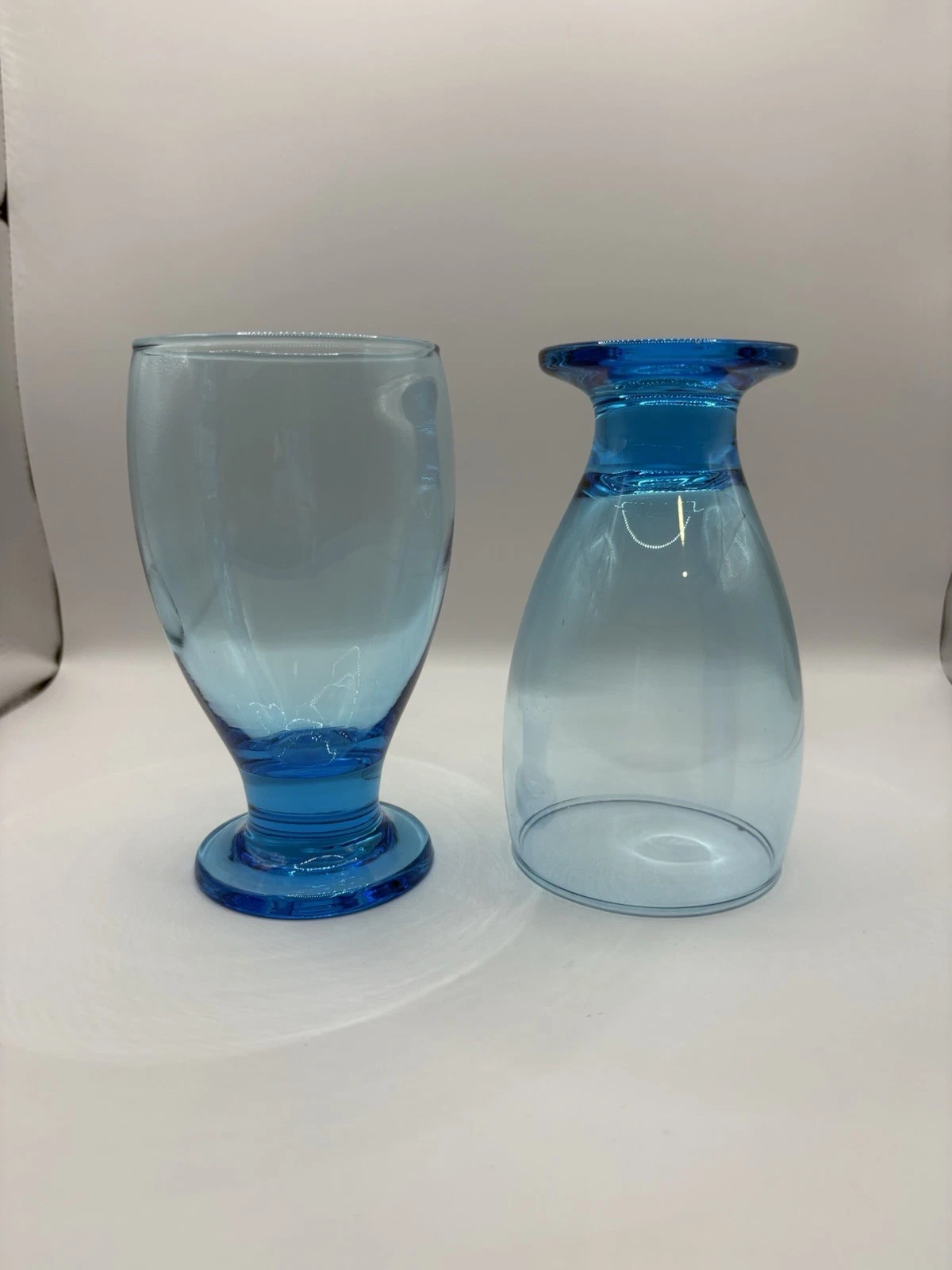 Vintage Libbey Aqua Blue Footed Cocktail Iced Tea Glasses Tumblers Set of 2