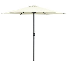 Parasol d'extérieur et mât en aluminium 270 x 246 cm blanc sable Helloshop26 02