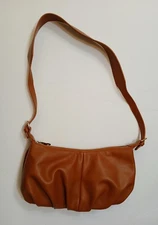 CLUCI Shoulder Bag Womens Brown Ruched Hobo Vegan Leather Zip Adjustable Strap