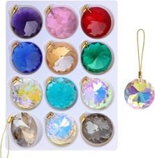12 Pcs Crystal Glass Christmas Balls Ornaments 1.18 Mini Round Prism Flower