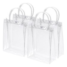 50pcs Clear PVC Gift Bags 9x 6.7x2.8" Reusable Mini Plastic Gift Wrap Tote Bags