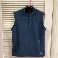 Adidas Men  s Vest 1/4 Zip Blue Size Small Sleeveless Pullover Vest Golf Active