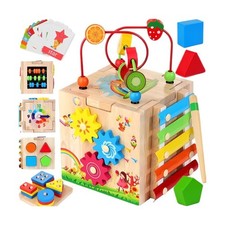 Batlofty Wooden Activity Cube, 8-in-1 Montessori Toys for 1 2 Year ... Fast Ship