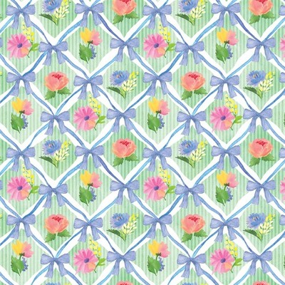 1/2 Yard - Bows & Blooms | Mint Lattice Bows & Flowers by Color Pop Studio