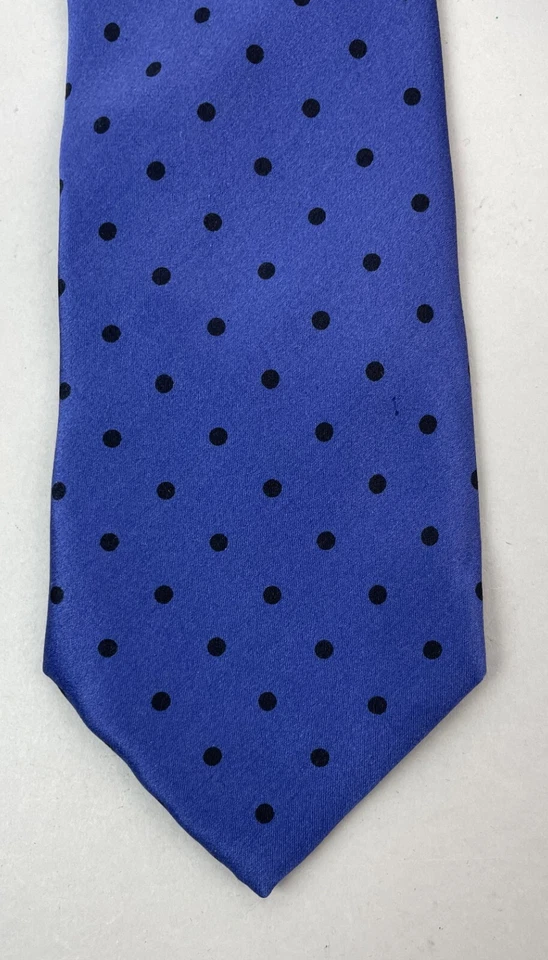 Corbata STEFANO RICCI azul con motivos circulares negros 100% seda HECHA EN ITALIA Foto 2 de 4