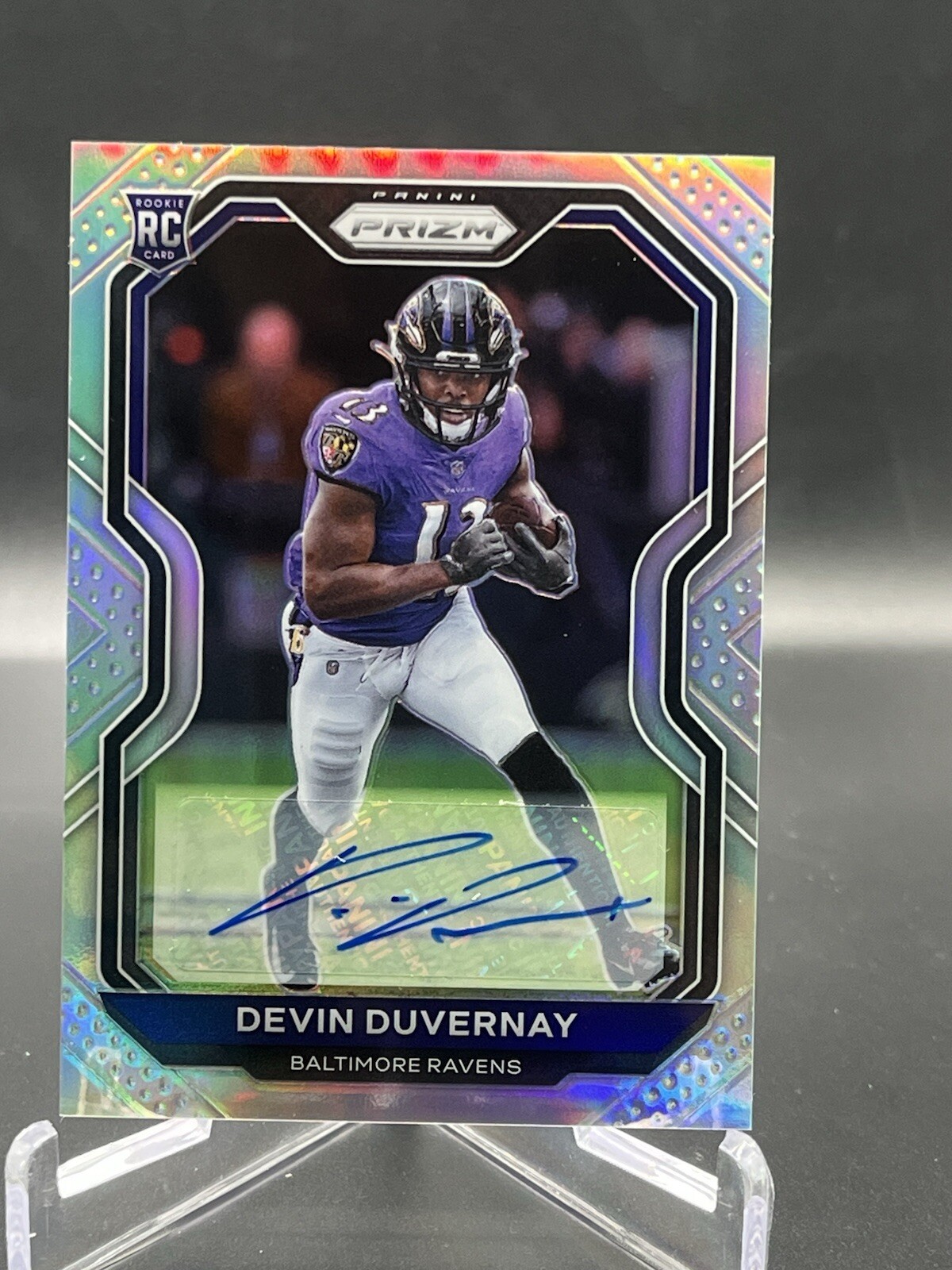 2020 Panini Prizm Devin Duvernay Silver Prizm Rookie Auto #380 Ravens RC