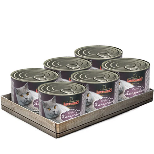 Leonardo Reich an Kaninchen Nassfutter Katzenfutter | Getreidefrei | 6 x 200 g