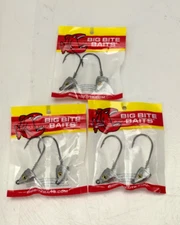 Lot of 3 Big Bite Baits Real Deal Swimbait Head Swimmer Head Hooks 3/4 oz 2/Pack