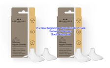 2 x New Beginnings Silicone Nipple Shield Ultra-Thin Flexible Comfort 2 Pack