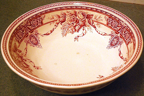 Antique FURNIVAL & SONS Pink Transferware SHARON Earthenware WASHBASIN BOWL 1880