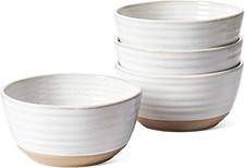 Soup Bowl 28 oz , Kitchen Ceramic Grain Bowls, Set of 4, Arctic White
