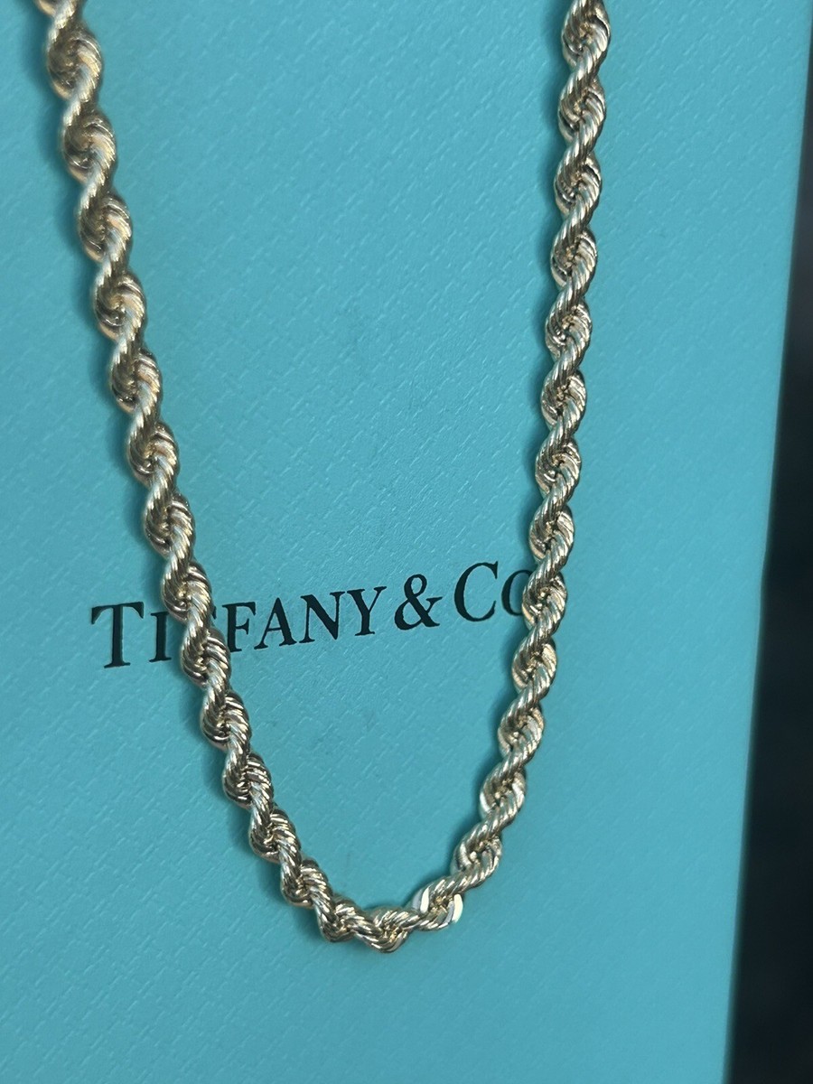 Tiffany & Co 14K Gold Twist 3.1mm Rope Chain Necklace, 18 Inches
