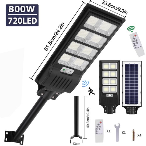 LED Straßenlampe mit Bewegungsmelder Solar Straßenlaterne + Lichtmast 1800 2400W - Bild 34 von 64