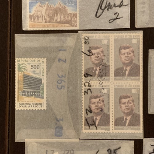 GREAT LOT OF IVORY COAST MINT STAMPS IN GLASSINES, BLOCKS, JFK, 500F, LIONS CLUB - Picture 4 of 11