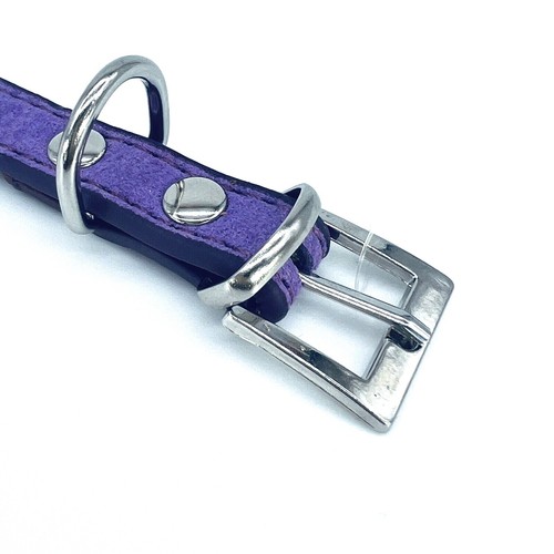 Rhinestone XS Pet Collar Leather Bling Dog Cat Puppy Adjustable Purple USA Ship - Picture 7 of 10