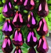 30 Pcs 8x12mm Faceted Purple Crystal Teardrop Gems Loose Beads