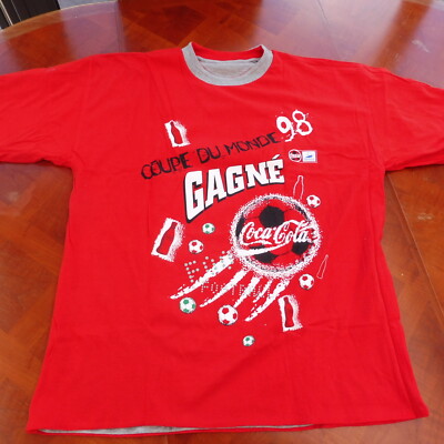 Coca-Cola T-SHIRT NEUF PERDU GAGNE COUPE DU MONDE 98 REVERSIBLE