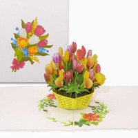 "Pop Up Karte \"Bunte Tulpen\" 3D Geburtstagskarte, Dankeskarte & GlüCkwunschkarte"