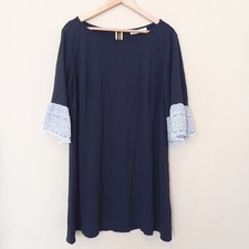 ELIZA J Women's Navy Bell Sleeve Rayon Blend Jersey Shift Dress Plus Size 18W