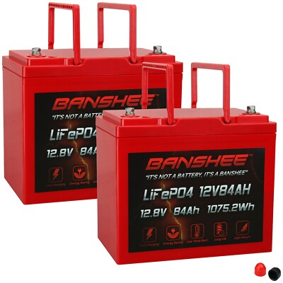 X2 LiFePO4 Deep Cycle Lithium Battery RV Marine Off-Grid Solar System 12V 84AH