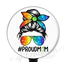 Proud Mom Badge Reel, Proud Mom Badge Holder, PROUDMOM Badge Reel GG5591A