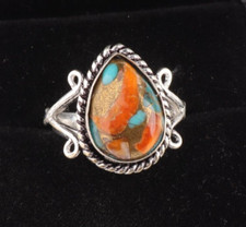 Natural Spiny Oyster Gemstone 925 Sterling Silver Handmade Ring All Size Gift DZ