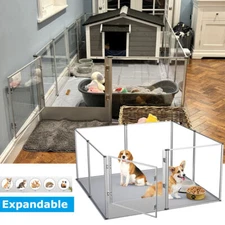 Expand Clear Acrylic Enclosure Paly Pen Dog Playpen Kennel f Rabbit Kitten Puppy