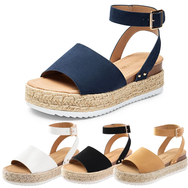 Women Espadrilles Platform Wedge Sandals Ankle Strap Open Toe Casual Dress Shoes