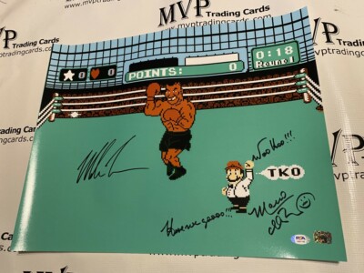 PSA/DNA Mike Tyson & Charles Martinet Auto 16x20 Mike Tyson's Punch Out Photo