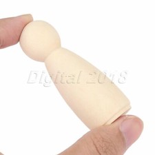 5/50Pcs 65mm Wooden Peg Dolls Solid Hardwood Natural Unfinished Girls Boys