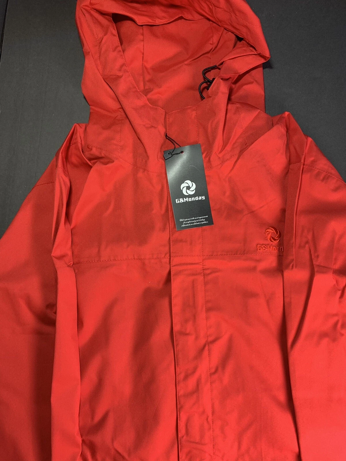 G&Monday Men Rain Jacket Packable Waterproof Raincoat Hooded Shell Jacket size M