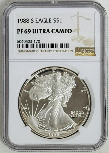 1988 S 1 oz Silver Eagle $1 NGC: PF 69 Ultra Cameo. #C975