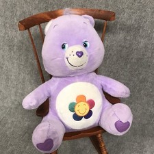 Care Bear Harmony Stuffed Animal Purple Flower Smile 11  Plush Toy 2004