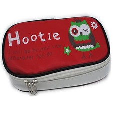 The Hootie Owl Big Capacity Pen Case Stationery Pouch Cosmetic Bag Red Kids Case