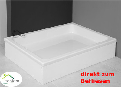 BERNSTEIN Duschtasse 100x80 Cm – Flache Bauhöhe, Mineralguss Weiß Matt. Inkl. Ablaufgarnitur Typ B, Barrierefrei.