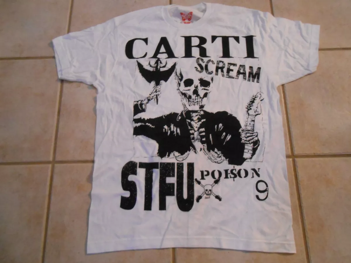 NEW SIZE SMALL PLAYBOI CARTI WHITE T SHIRT SCREAM SKELETON MAGNOLIA POISON NO 9