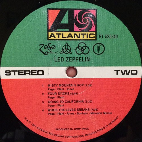 led zeppelin iv - vinyl lp remastered (2014) - no packaging, lp