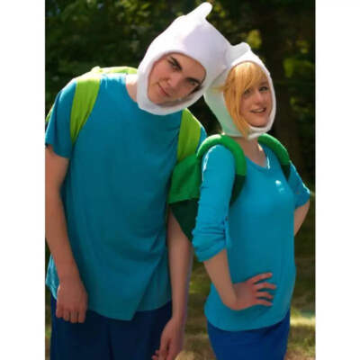Adventure Time Finn Fiona Cosplay Bunny Hat and Backpack