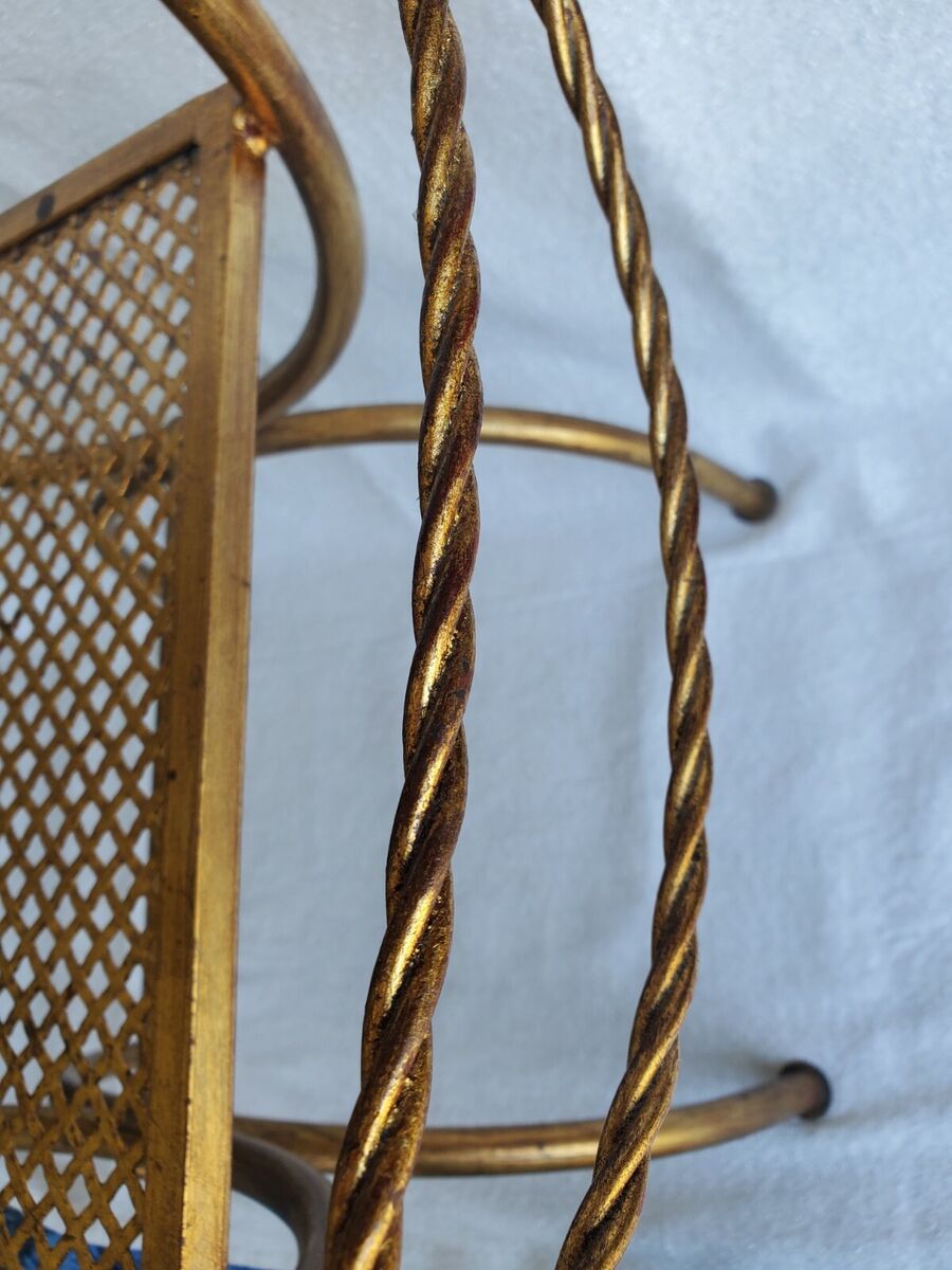 VINTAGE ITALY HOLLYWOOD REGENCY GILT IRON METAL ROPE VINTAGE ITALY HOLLYWOOD REGENCY GILT IRON METAL ROPE