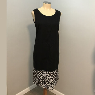 Clearance Sale ~ NEIMAN MARCUS ~ BLACK & LEOPARD Print Shift DRESS Sz 10  NWT | eBay