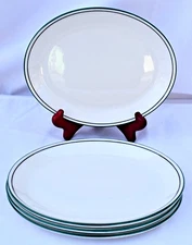 Steelite International - CORTEZ - Set of 4 -GREEN STRIPE - 8" SALAD PLATES