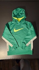 Nike Therma-Fit Youth M Green Hoodie Pullover Sweatshirt Yellow Swoosh
