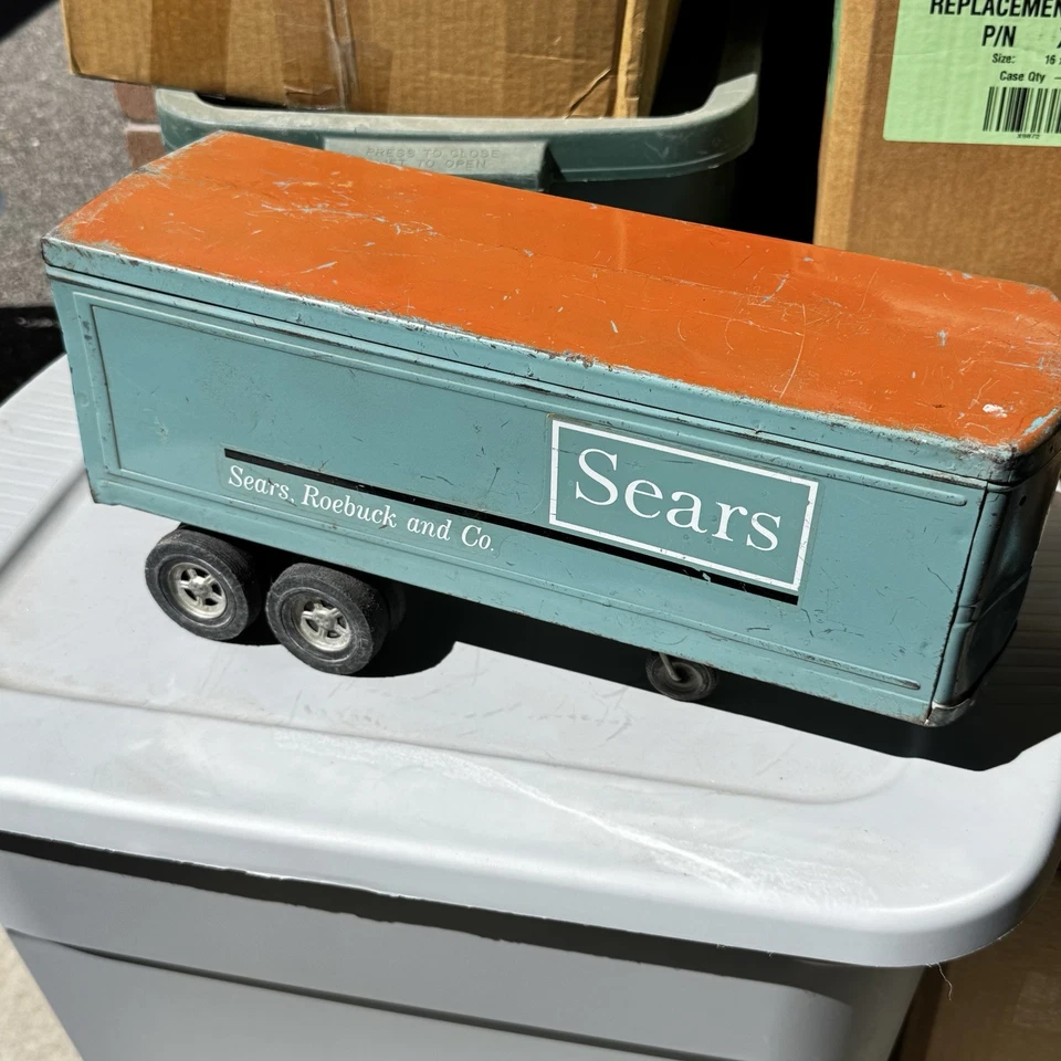 Antiguo remolque semirremolque ERTL Sears Roebuck de acero prensado de los años 60 solamente Foto 4 de 4