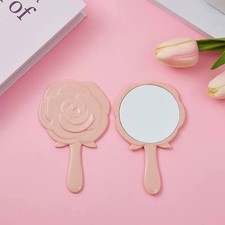 Pink Rose Handheld Makeup Mirror Portable Flo...